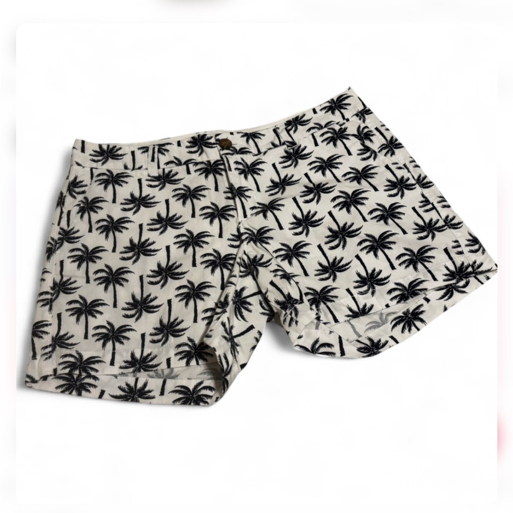 Old Navy sz 6 Palm Tree Print flat front midrise shorts pockets coastal preppy